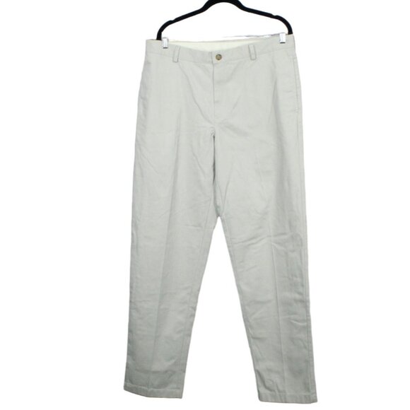 LL Bean Wrinkle Free Double L Chinos Classic Fit Plain Front Khakis 35 - Picture 1 of 10
